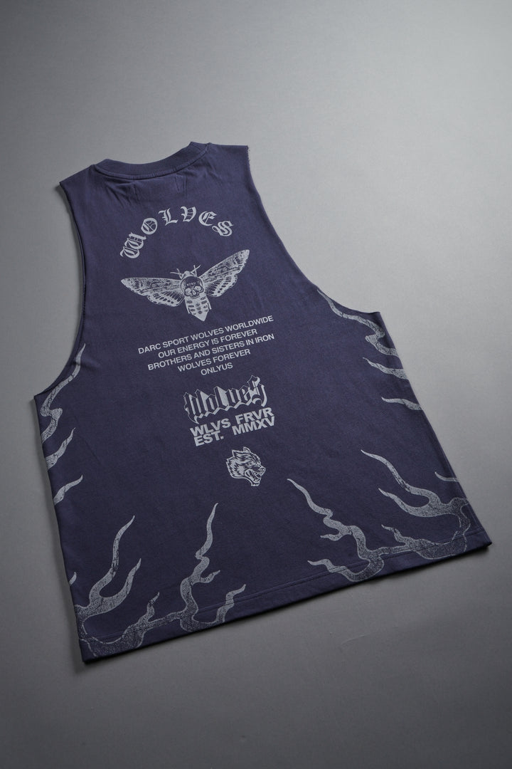 Wolves Never Back Down V2 Tommy Muscle Tee in Storm Blue
