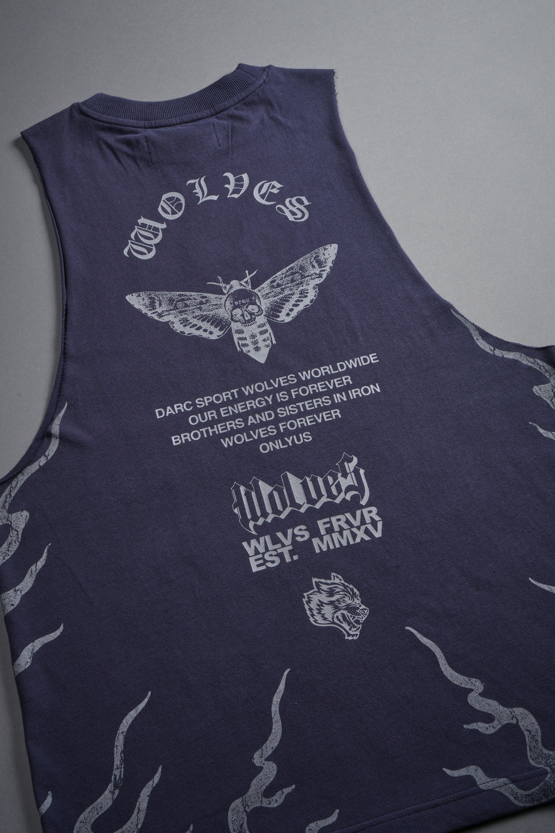 Wolves Never Back Down V2 Tommy Muscle Tee in Storm Blue