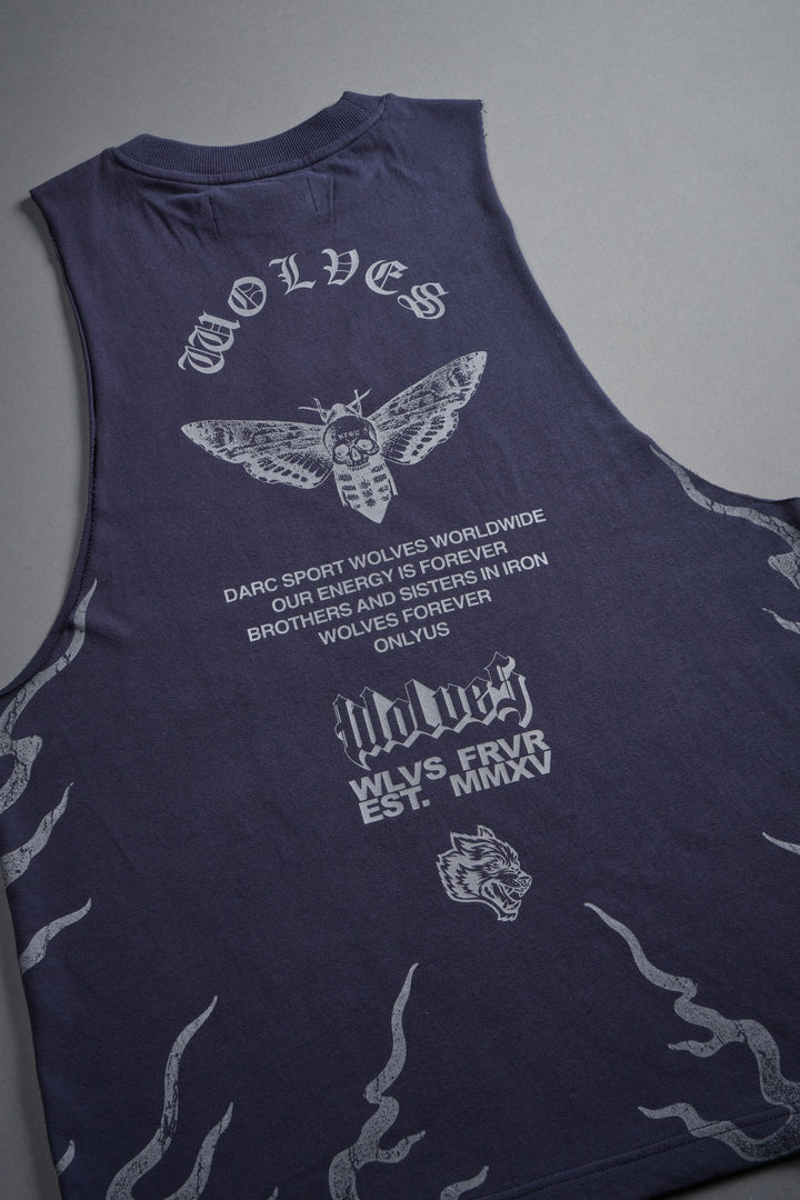 Wolves Never Back Down V2 Tommy Muscle Tee in Storm Blue