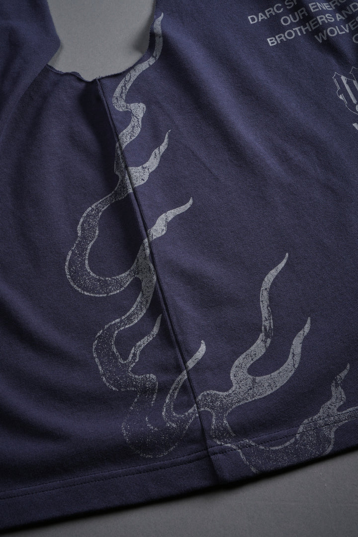 Wolves Never Back Down V2 Tommy Muscle Tee in Storm Blue