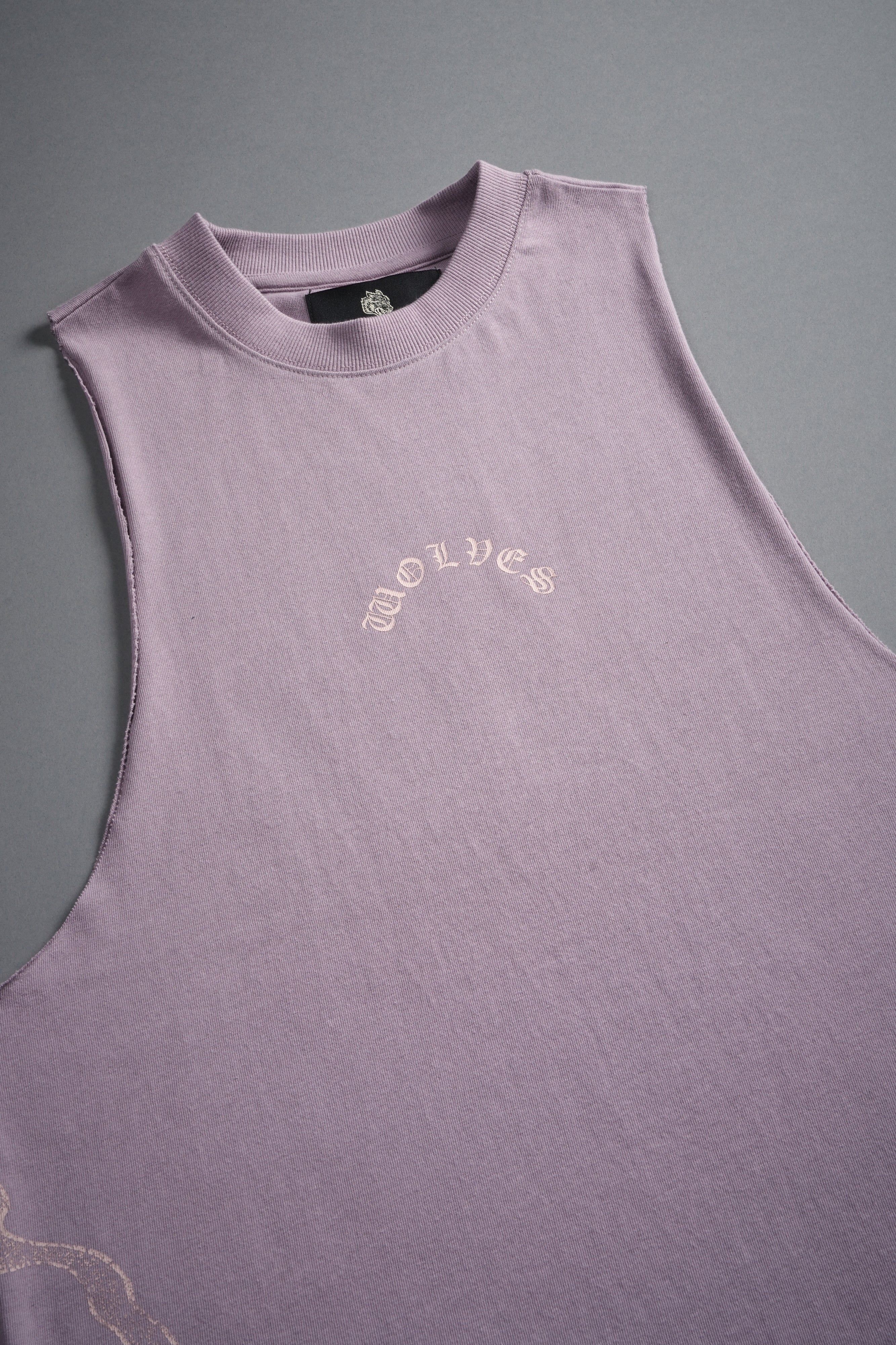 Wolves Never Back Down V2 Tommy Muscle Tee in Purple Smoke