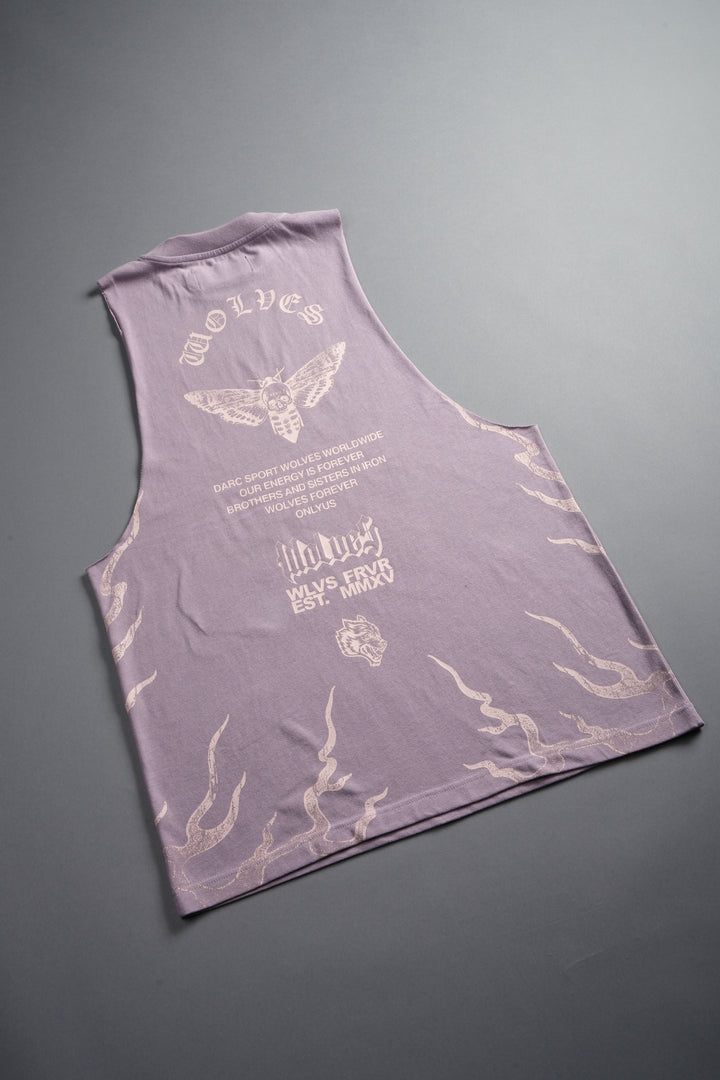 Wolves Never Back Down V2 Tommy Muscle Tee in Purple Smoke