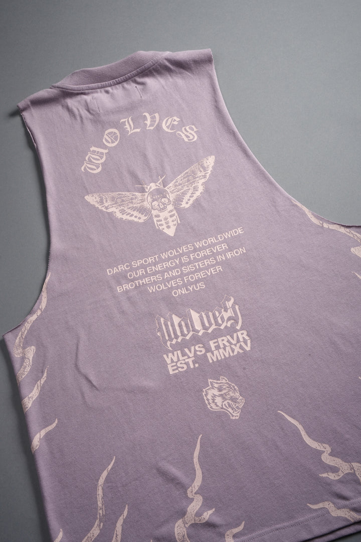 Wolves Never Back Down V2 Tommy Muscle Tee in Purple Smoke