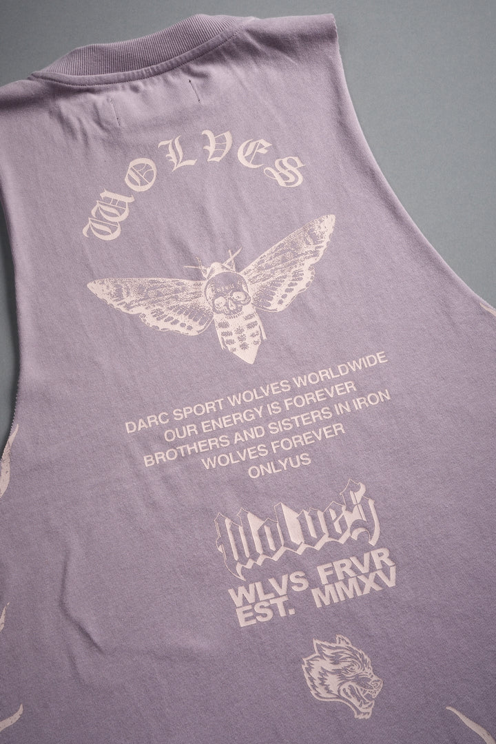 Wolves Never Back Down V2 Tommy Muscle Tee in Purple Smoke