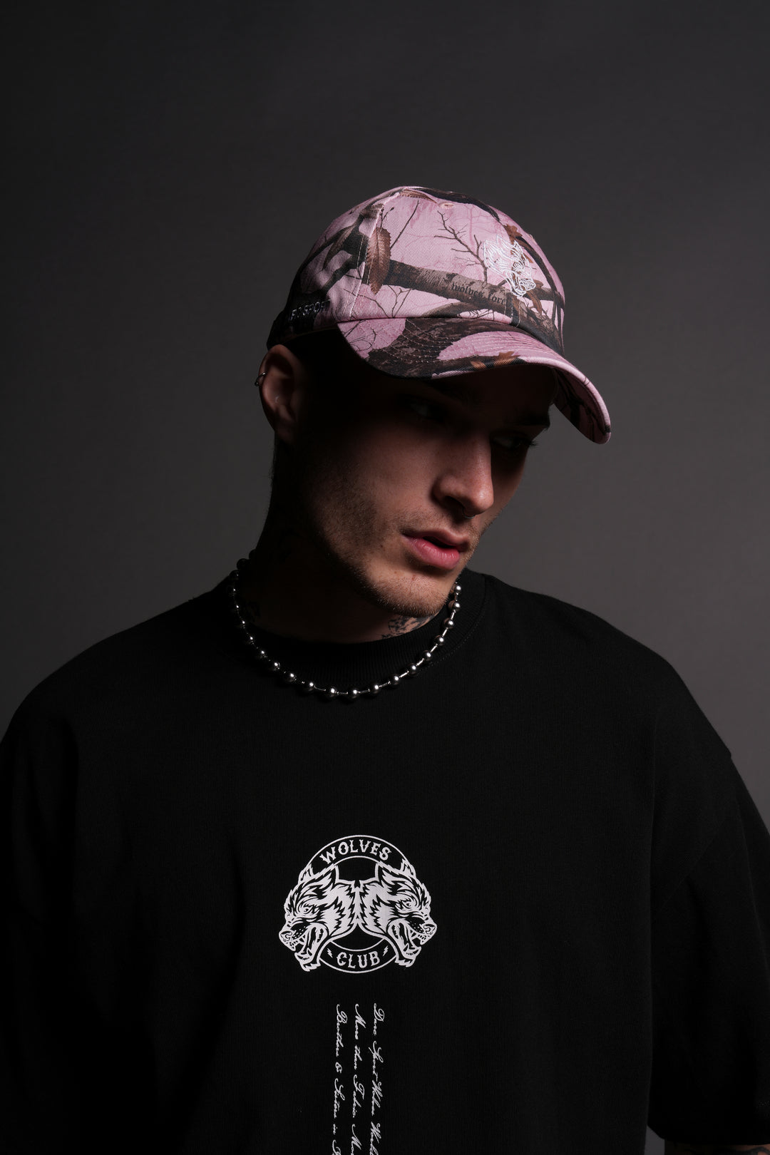 Wolf Head Dad Hat V2 in Brown/Light Mauve Woodland Camo