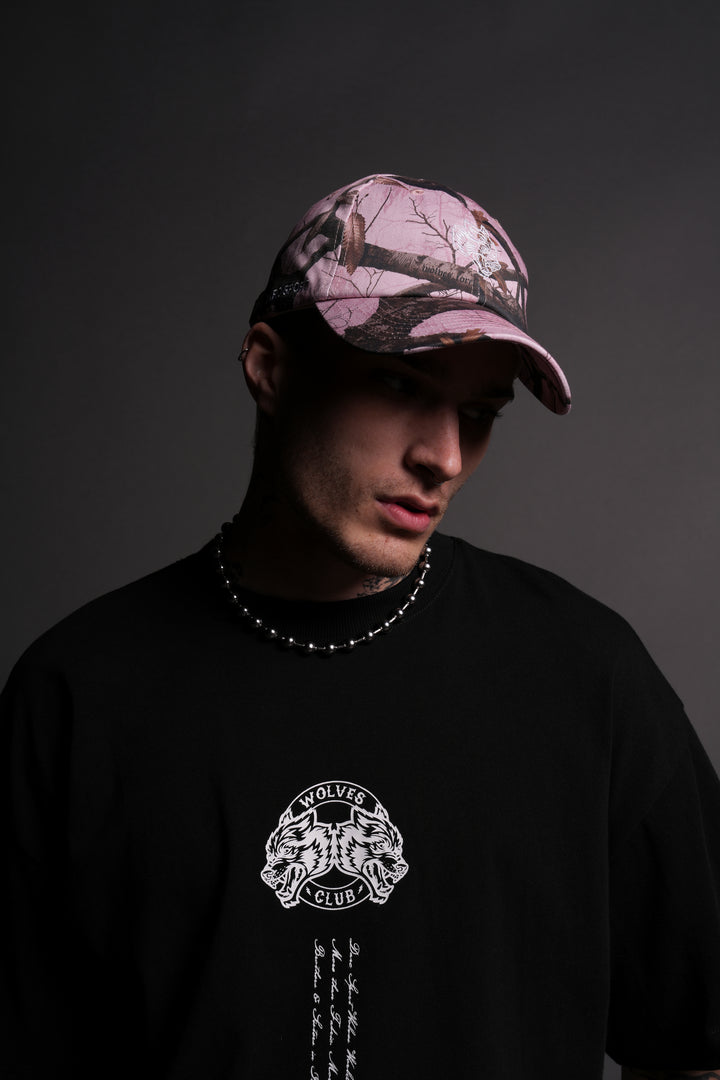 Wolf Head Dad Hat V2 in Brown/Light Mauve Woodland Camo