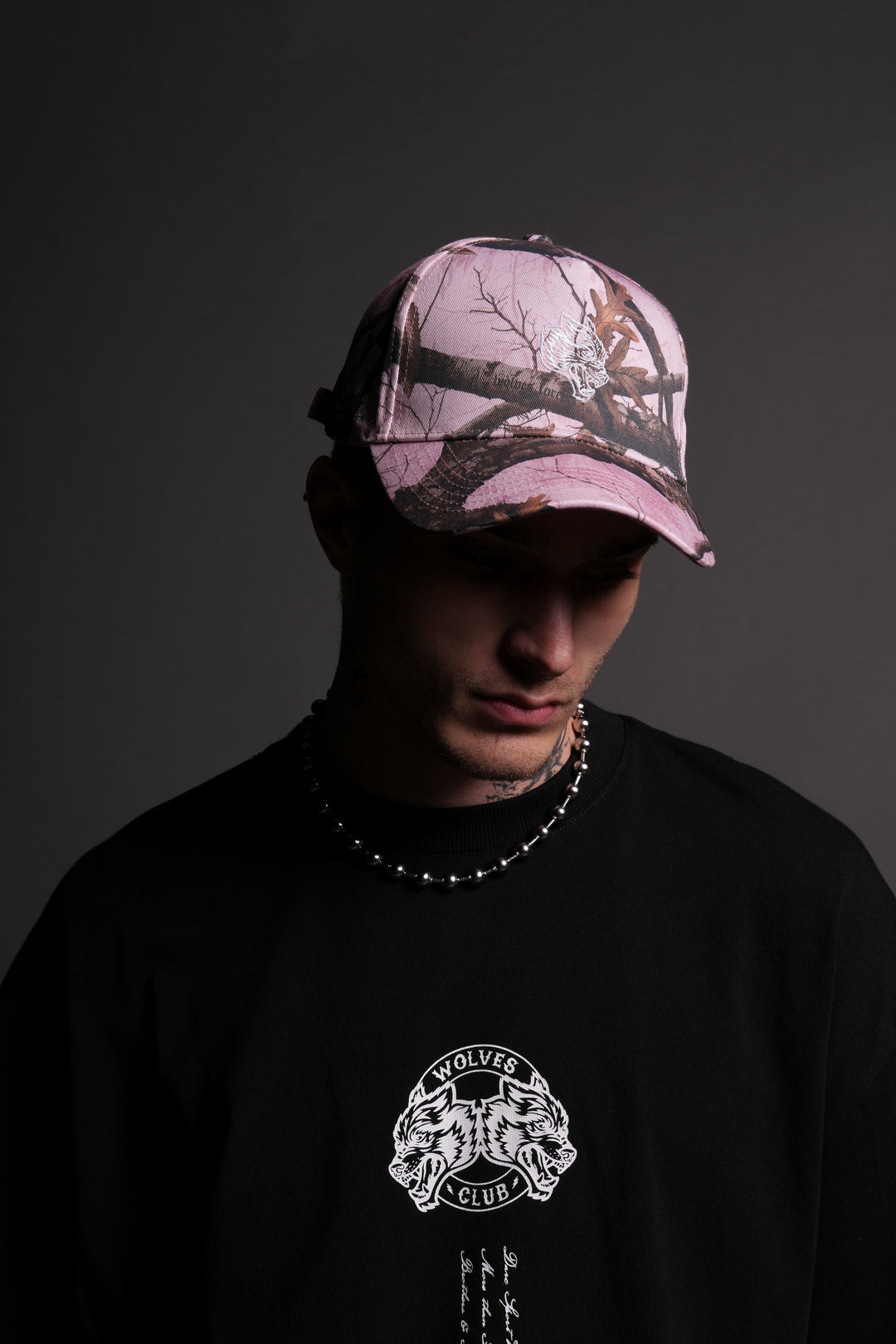 Our Passion 5 Panel Hat in Brown/Light Mauve Woodland Camo