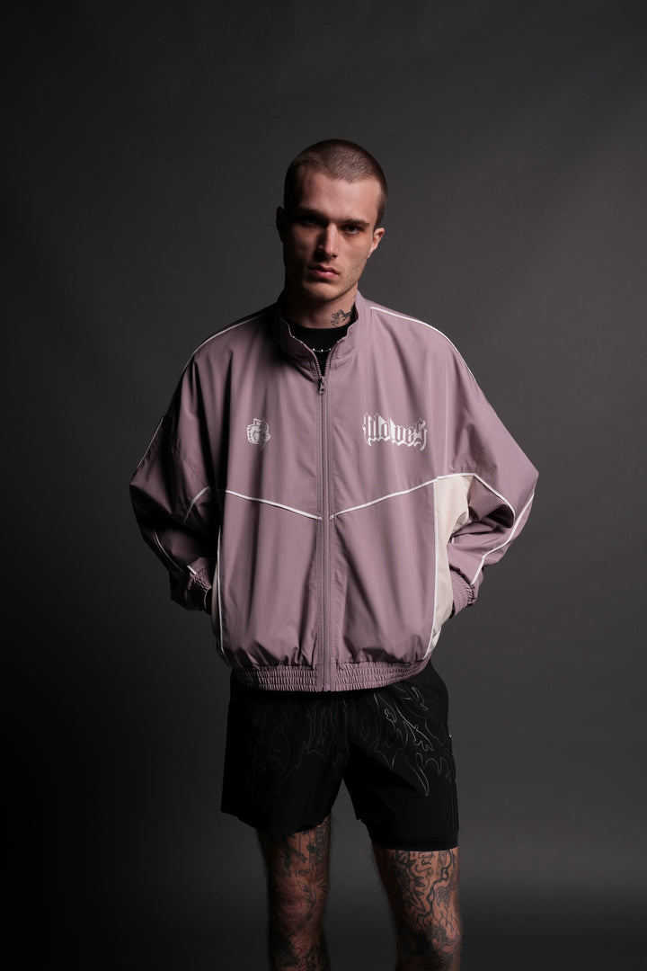 Our Passion Quinn Unisex Track Jacket in Light Mauve/Sand