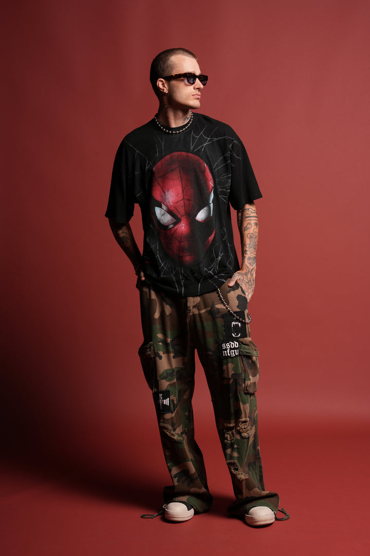 Web Of Darkness Premium Oversized Tee in Black