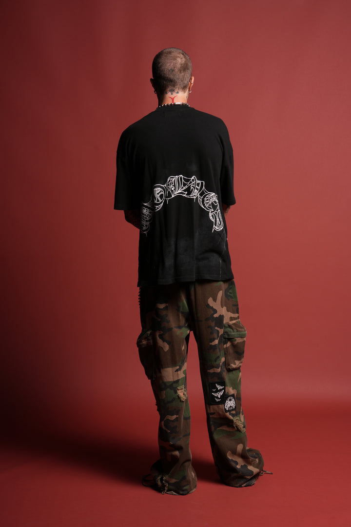 Web Of Darkness Premium Oversized Tee in Black
