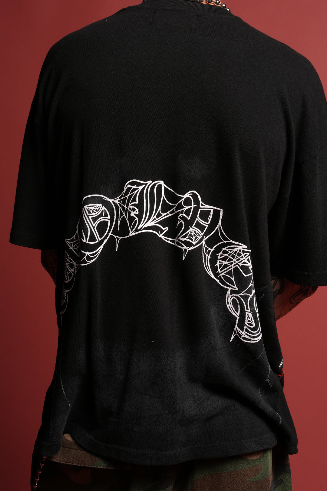 Web Of Darkness Premium Oversized Tee in Black