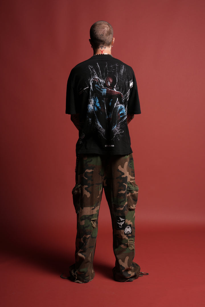 Night Spider Side-By-Side Series Premium Oversized Tee in Black