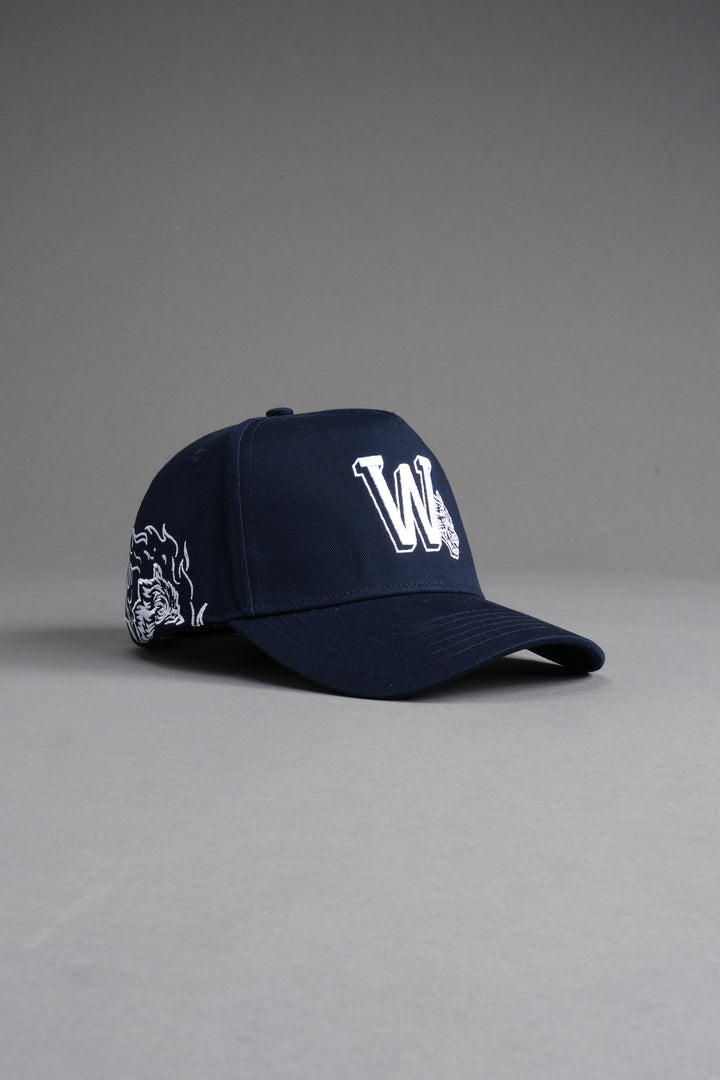 Our Flame 5 Panel Hat in Darc Blue