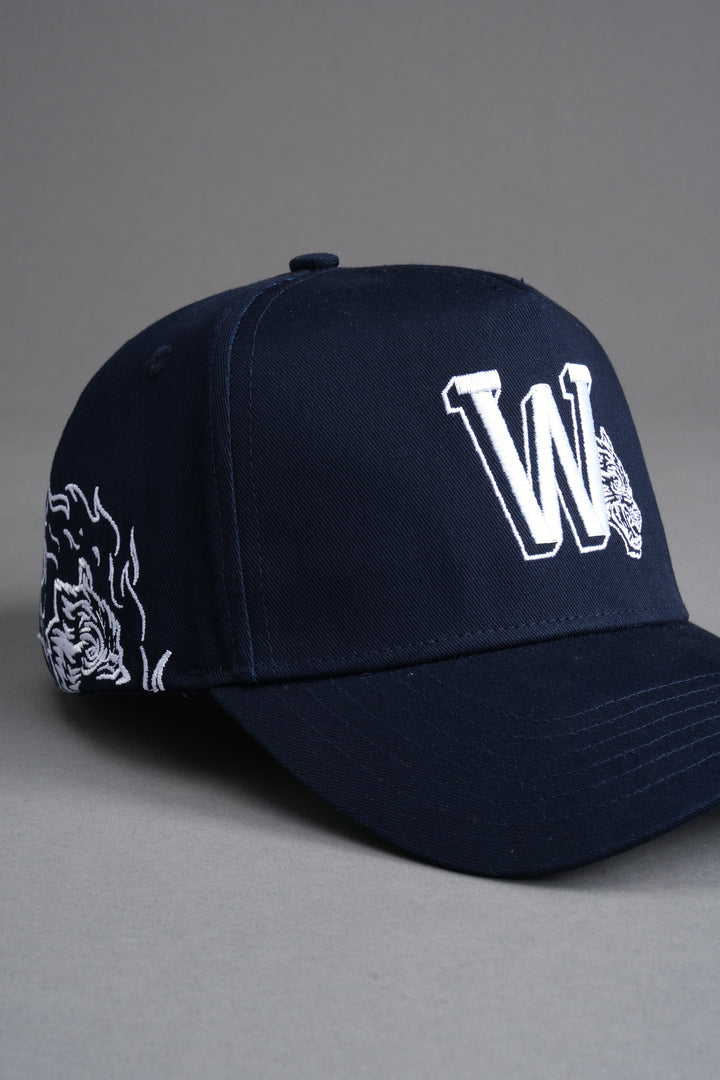 Our Flame 5 Panel Hat in Darc Blue