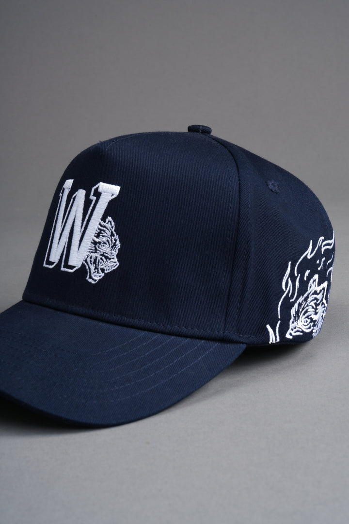 Our Flame 5 Panel Hat in Darc Blue