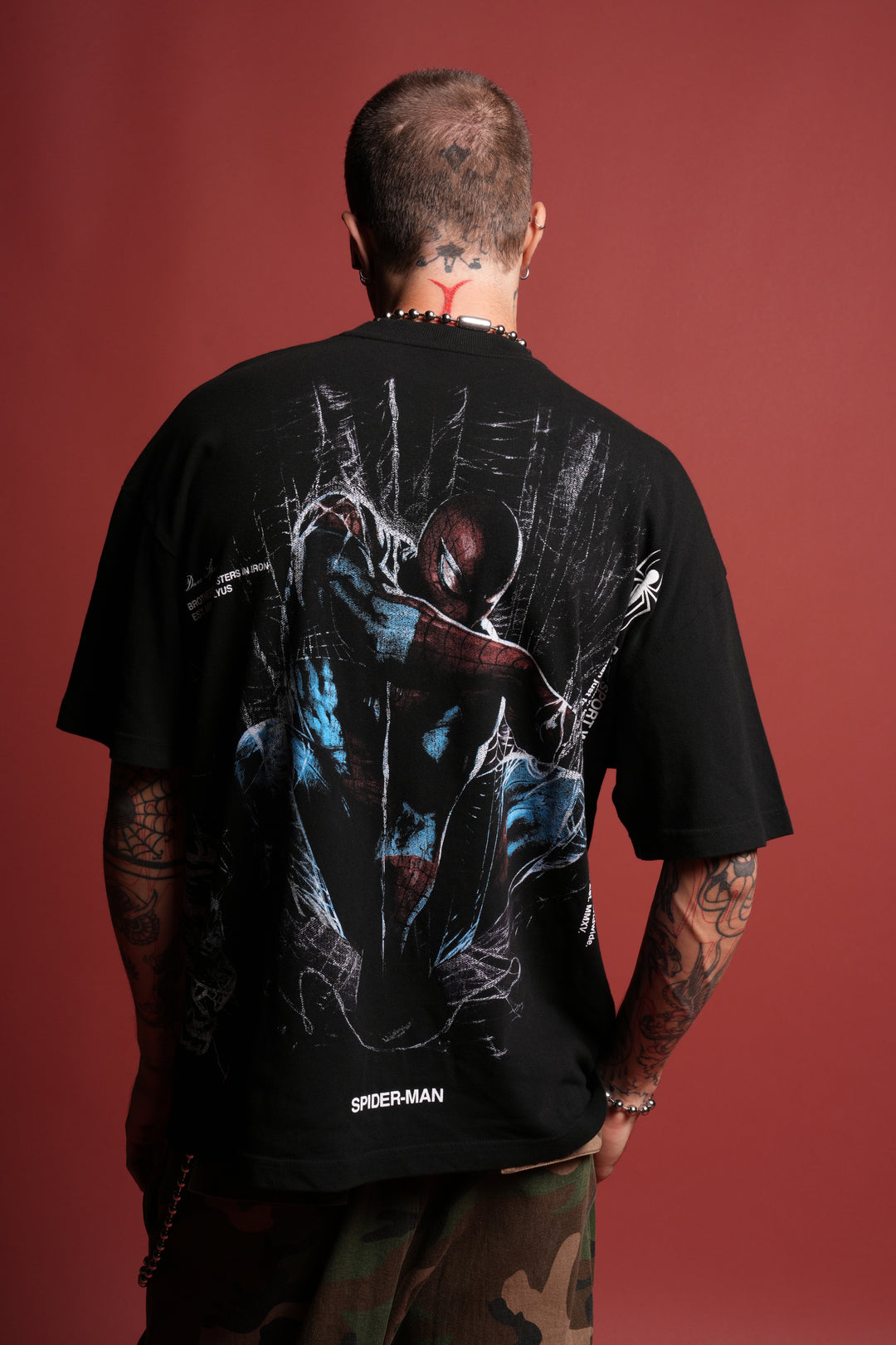 Night Spider Side-By-Side Series Premium Oversized Tee in Black