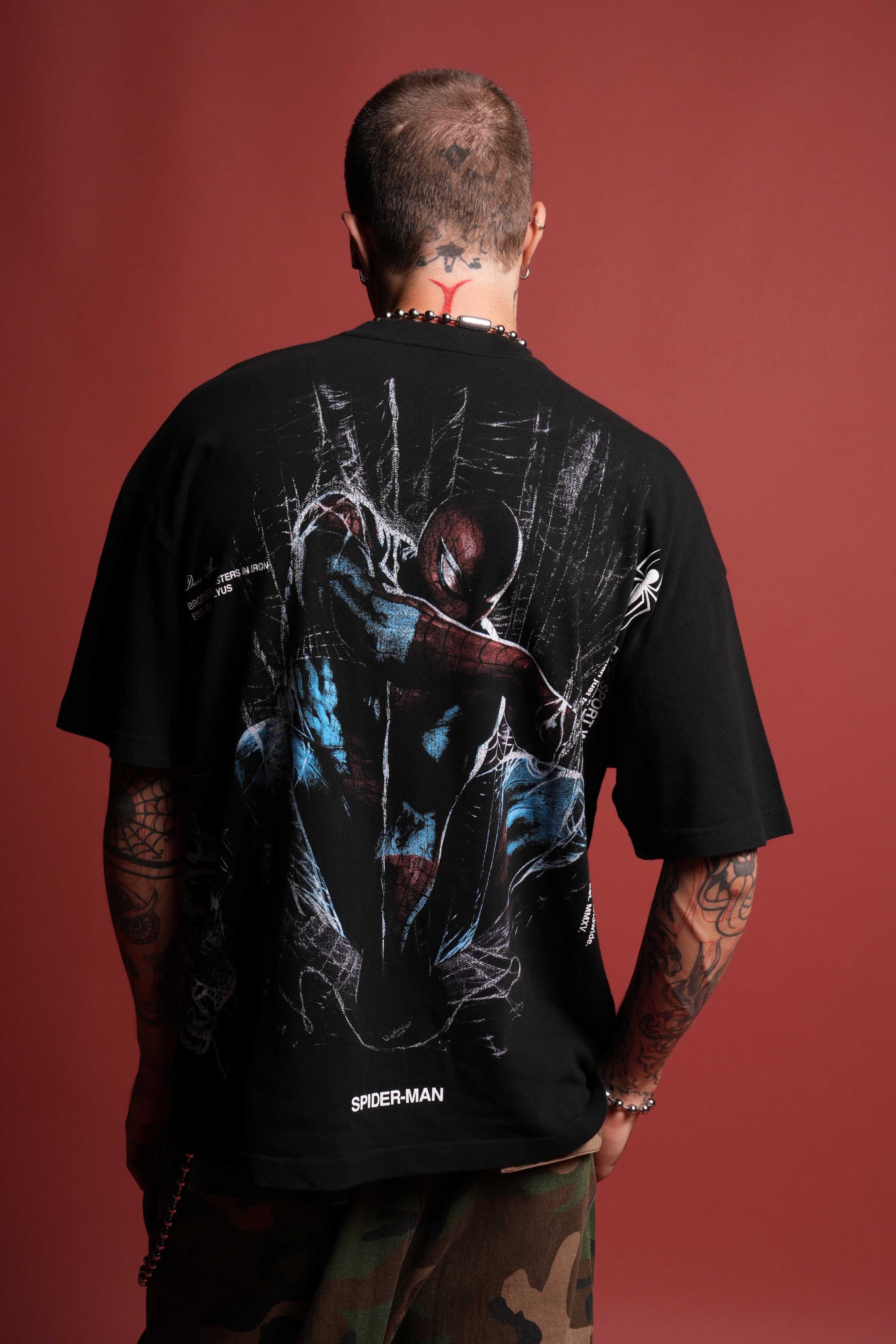 Night Spider Side-By-Side Series Premium Oversized Tee in Black