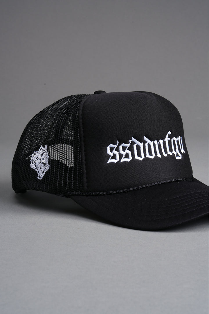 Our Mantra Trucker Hat in Black