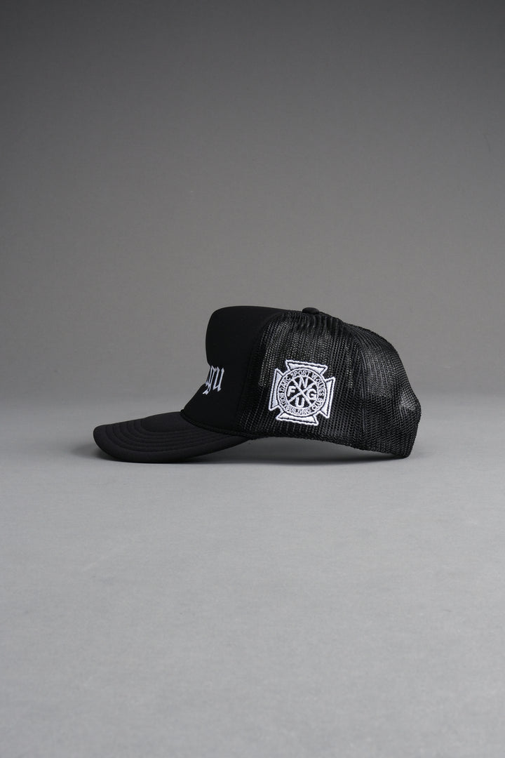 Our Mantra Trucker Hat in Black