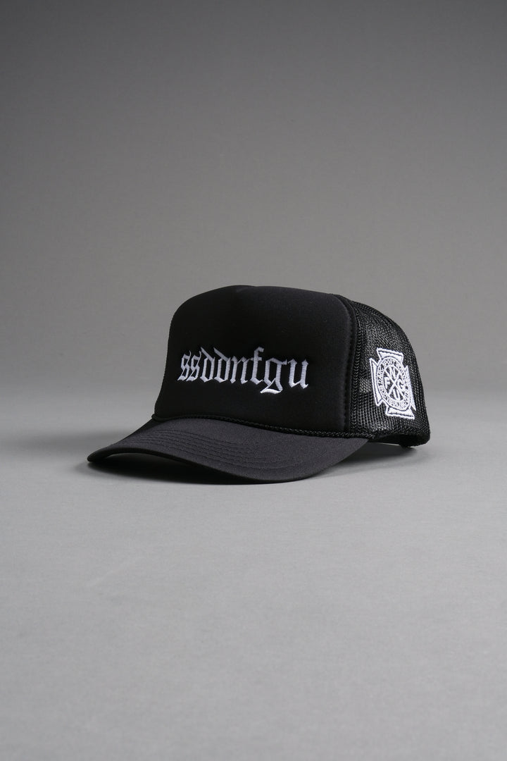 Our Mantra Trucker Hat in Black