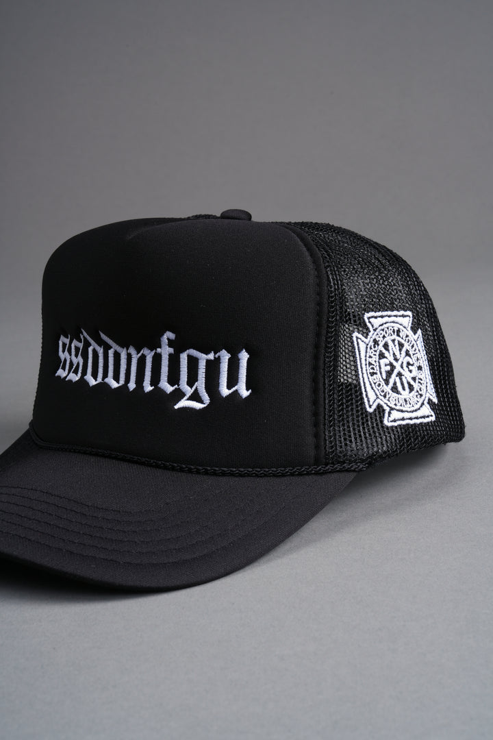 Our Mantra Trucker Hat in Black