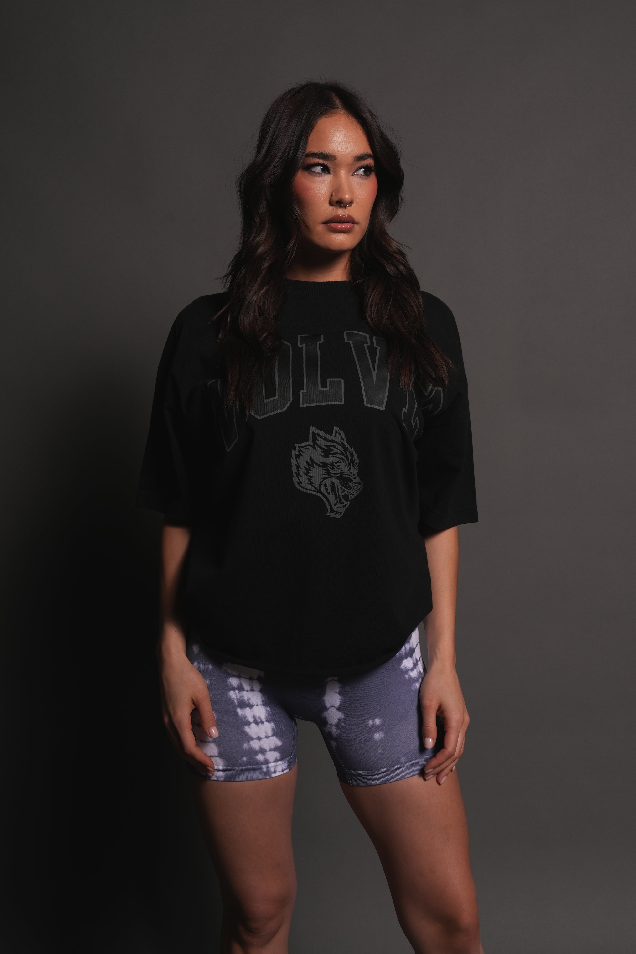 Loyalty Frvr Grunge Mid Length Raw Hem Tee in Black
