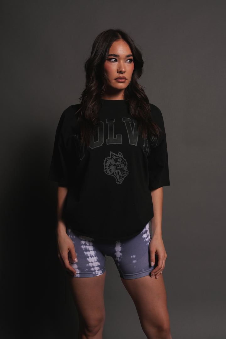 Loyalty Frvr Grunge Mid Length Raw Hem Tee in Black