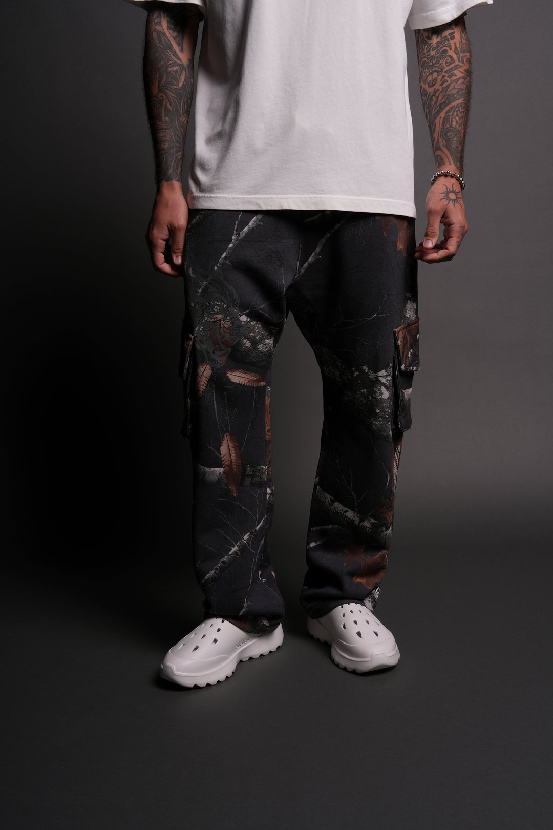 Wolves Represent Bigelow Cargo Sweat Pants in Storm Blue Woodland Camo