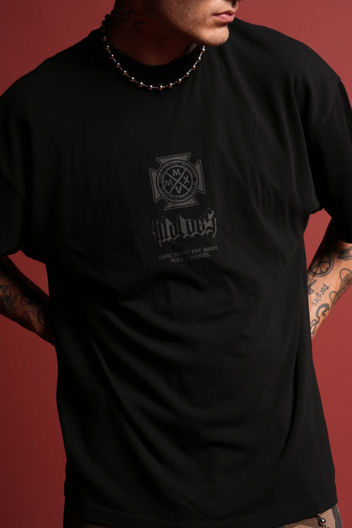Hulk Clash Side-By-Side Series Premium Oversized Tee in Black