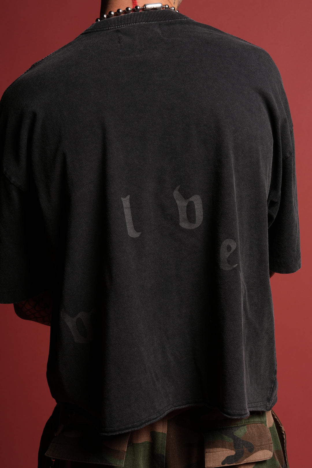 Doom Defiant Grunge Raw Hem Box Cut Tee in Black