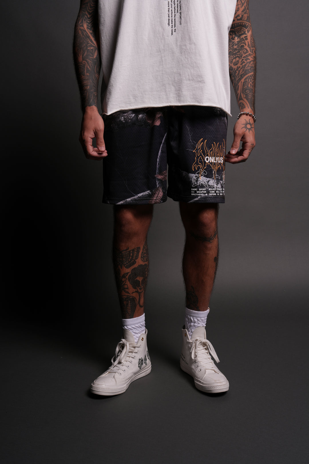Wolves Bushido Mesh Shorts in Storm Blue Woodland Camo