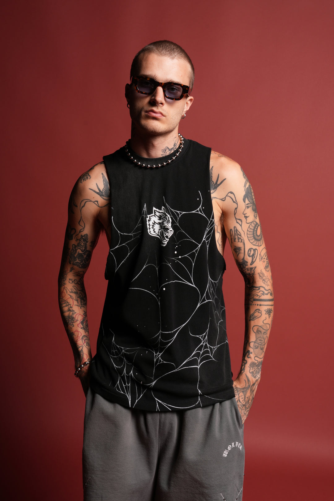 Web Chopper Tommy Muscle Tee in Black Sun Fade