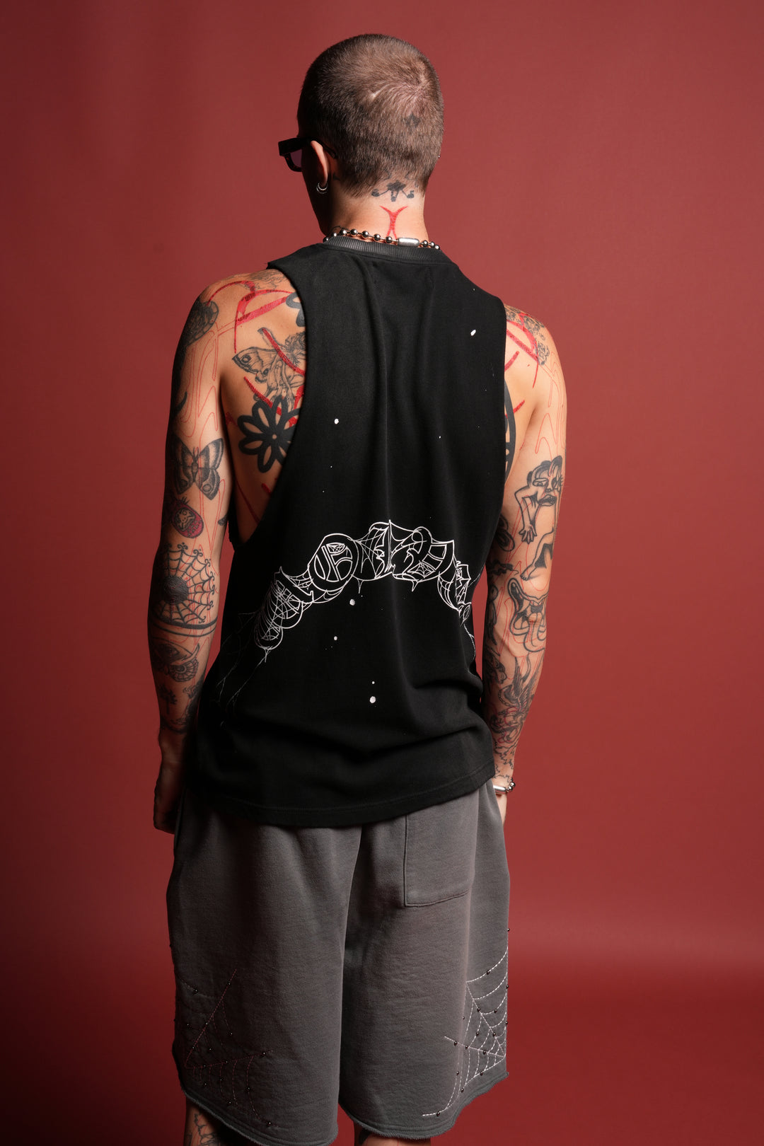 Web Chopper Tommy Muscle Tee in Black Sun Fade