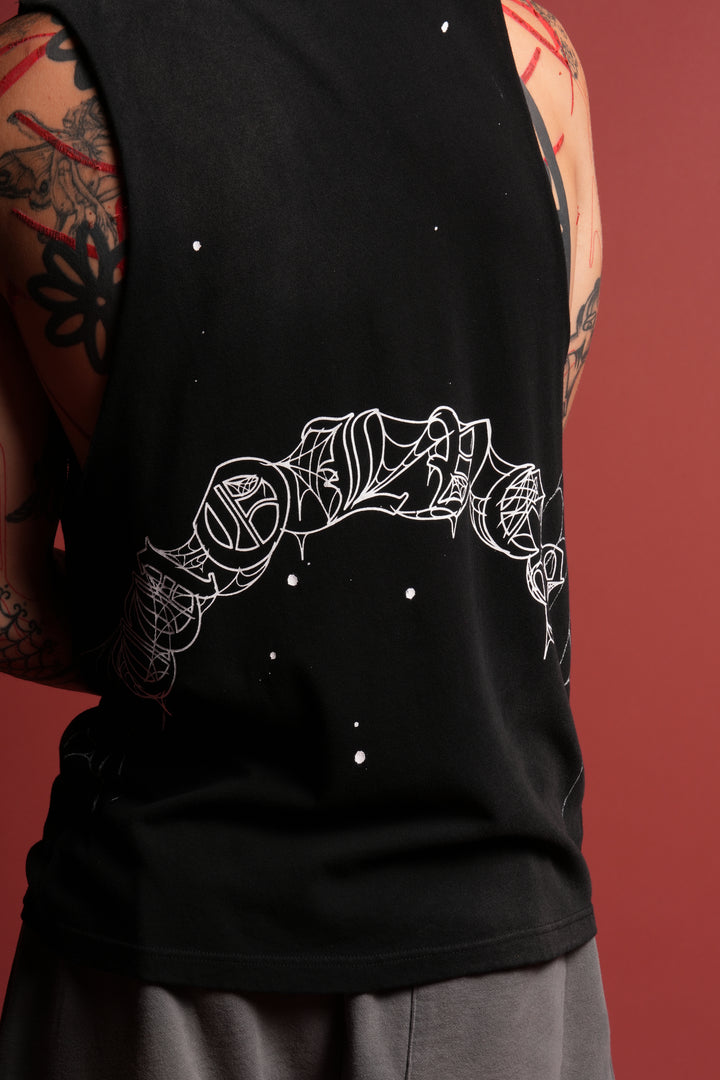 Web Chopper Tommy Muscle Tee in Black Sun Fade