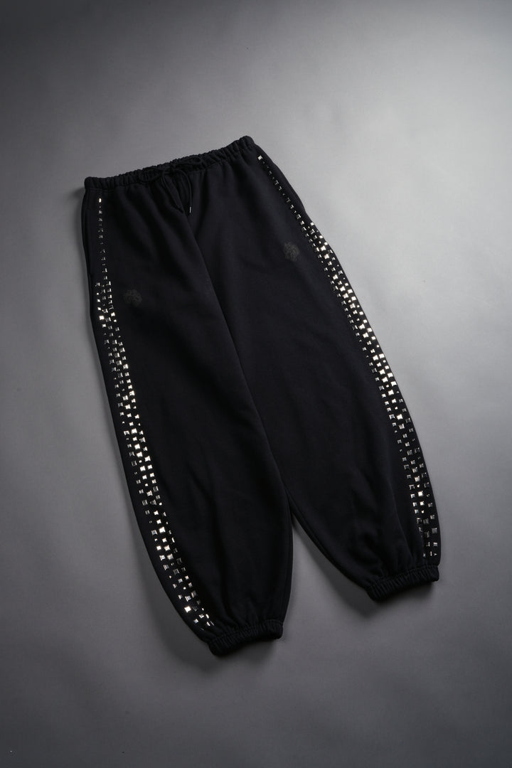 Dual Stud Lounger Sweat Pants in Black