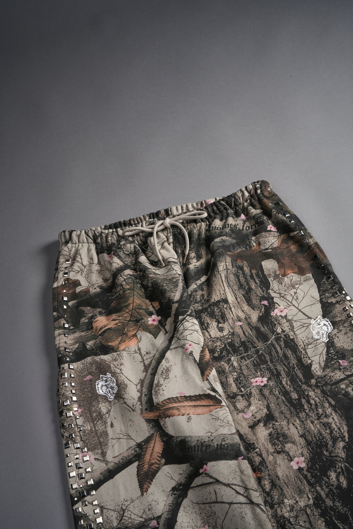 Dual Stud Lounger Sweat Pants in Cherry Blossom Woodland Camo