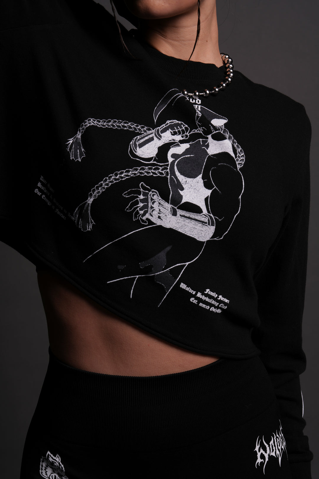 Fighter "Premium" (Cropped) L/S Tee in Black