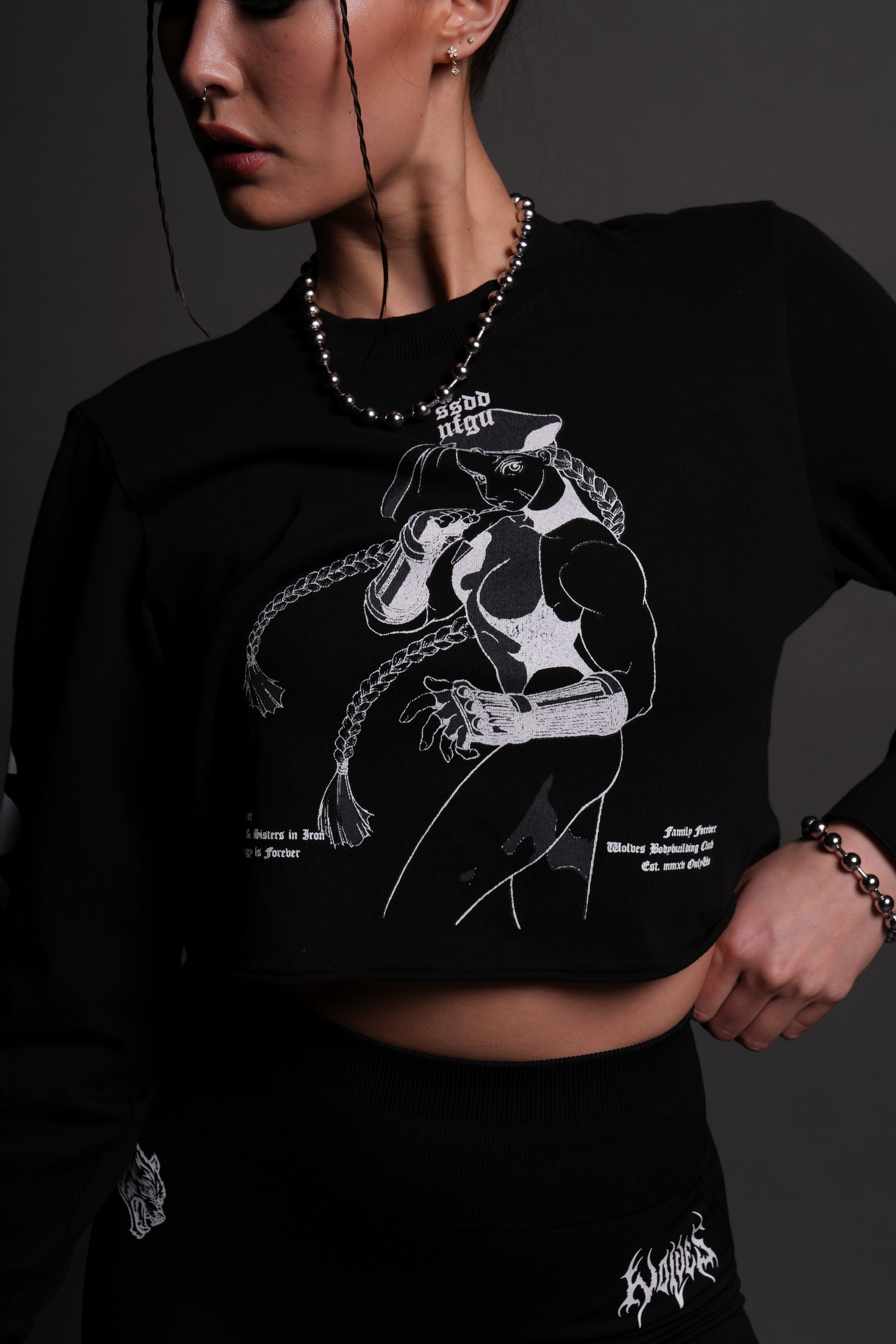 Fighter "Premium" (Cropped) L/S Tee in Black