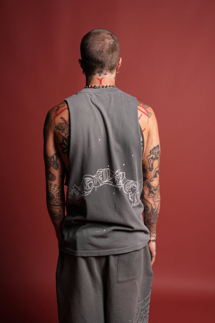 Web Chopper Tommy Muscle Tee in Slate Gray Sun Fade