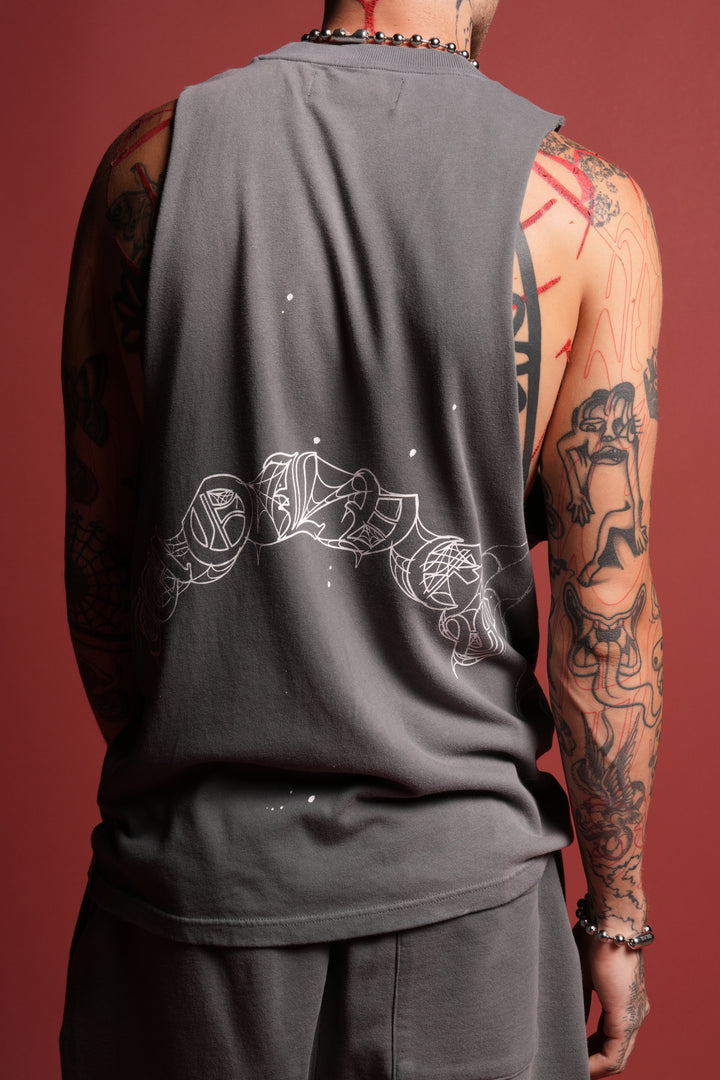 Web Chopper Tommy Muscle Tee in Slate Gray Sun Fade