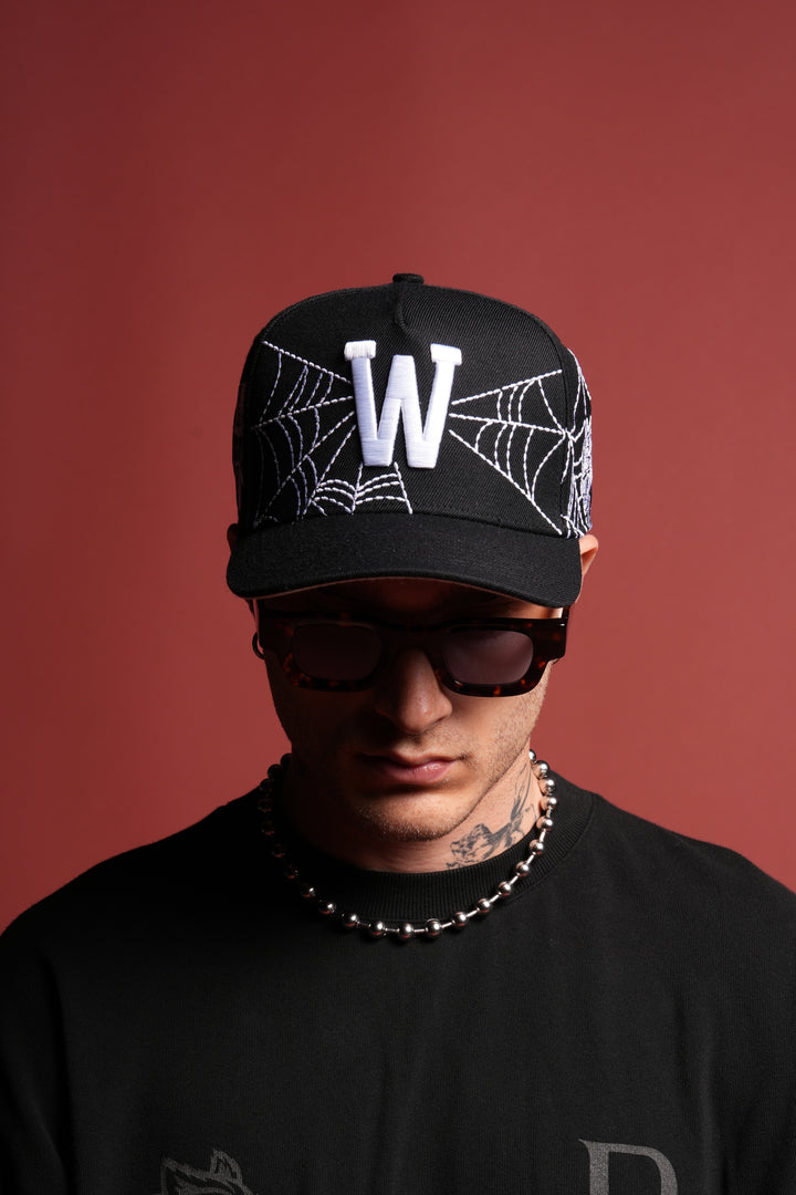 Webbed A Frame Snapback in Black