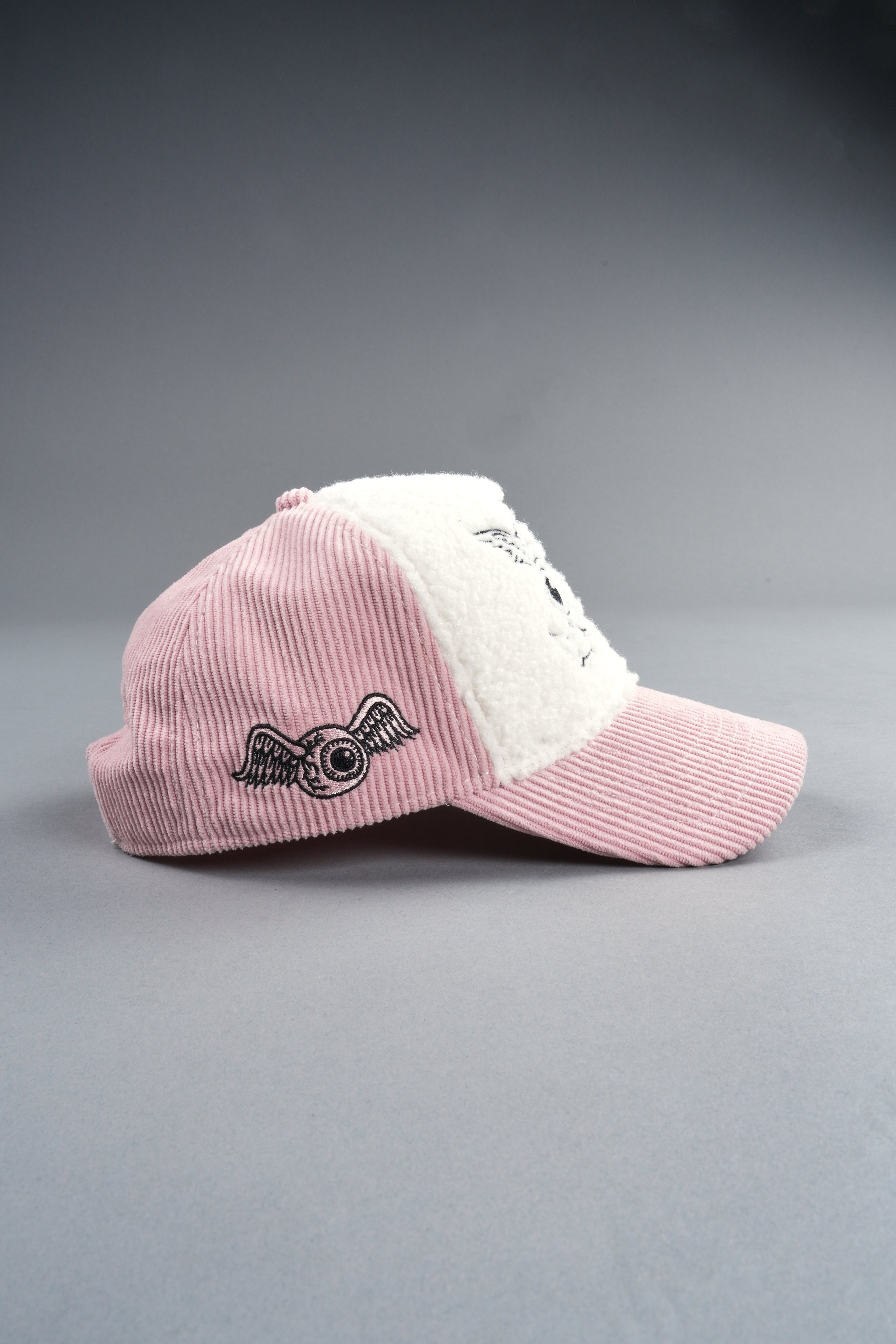 Cherub Eyeball Corduroy Trucker Hat in Bubblegum