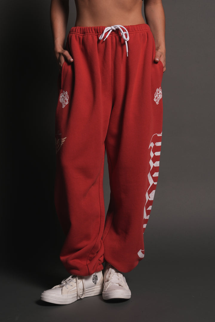 Free Will V2 Lightweight Lounger Sweat Pants in Roman Red