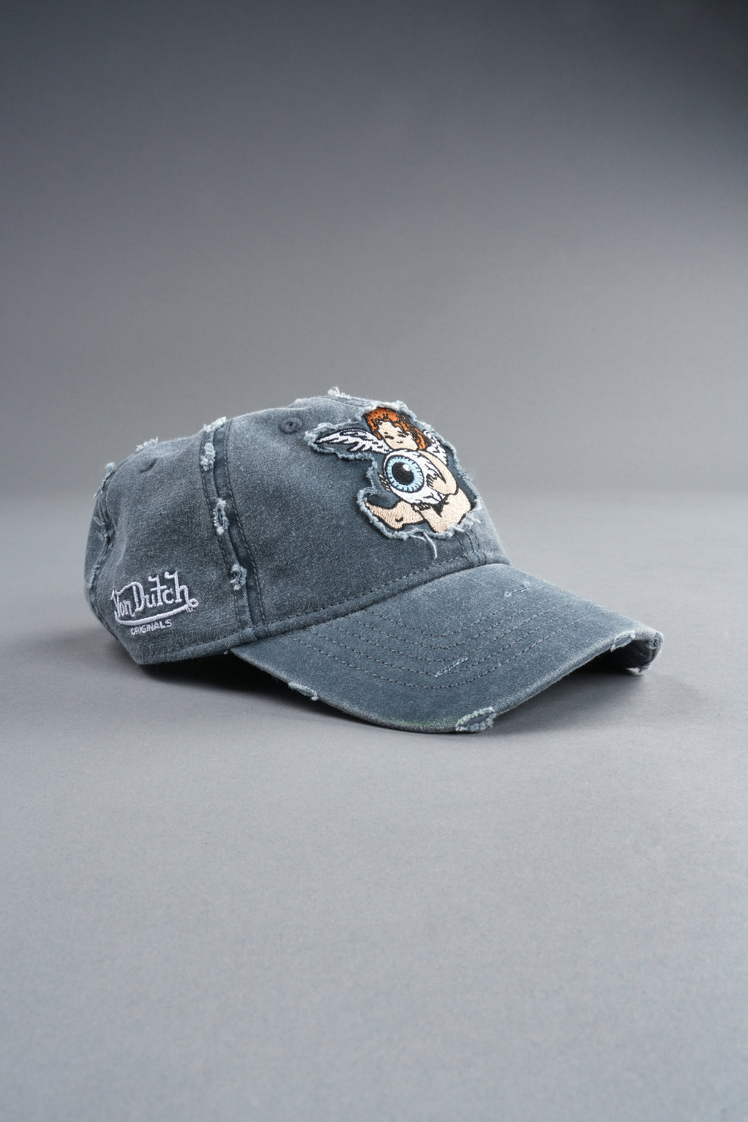 Cherub Eye Ball Distressed Dad Hat in Washed Wolf Gray
