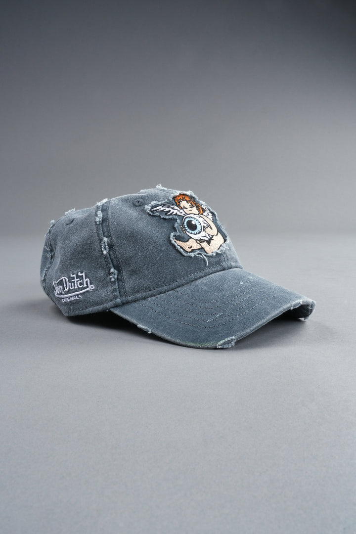 Cherub Eye Ball Distressed Dad Hat in Washed Wolf Gray