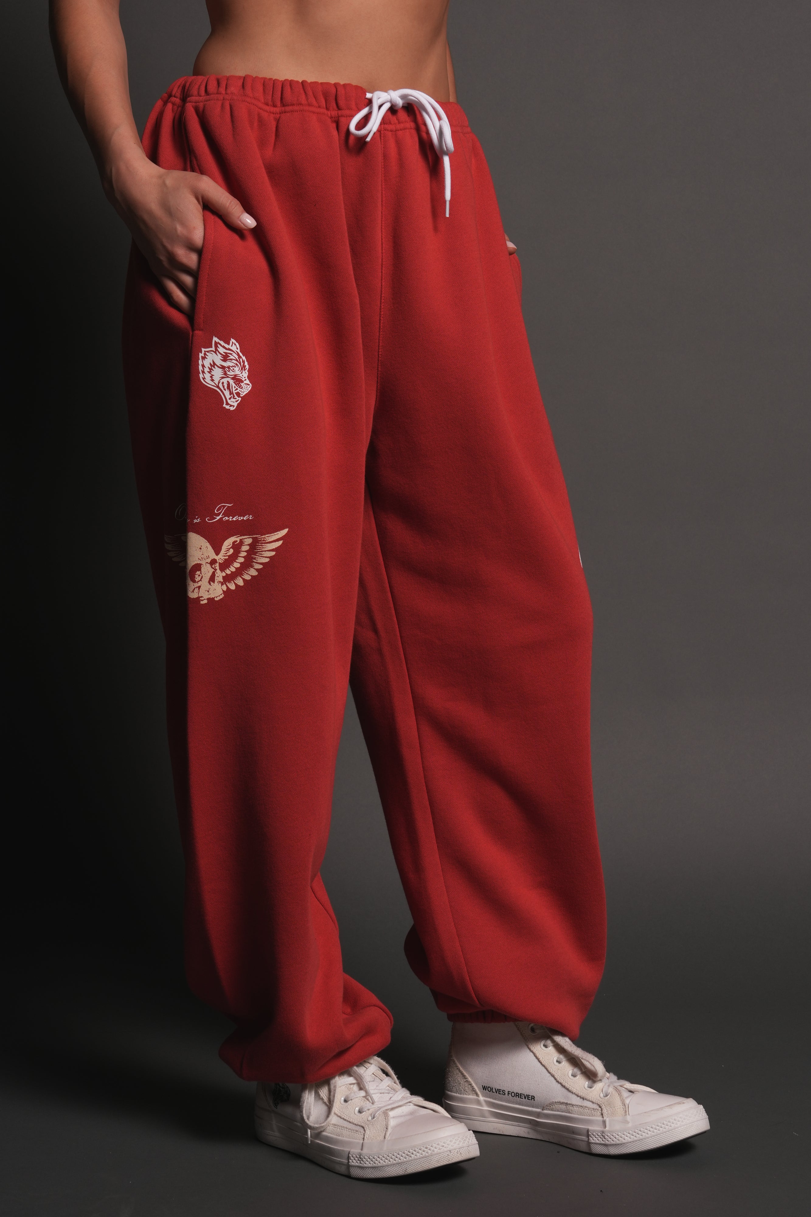 Free Will V2 Lightweight Lounger Sweat Pants in Roman Red