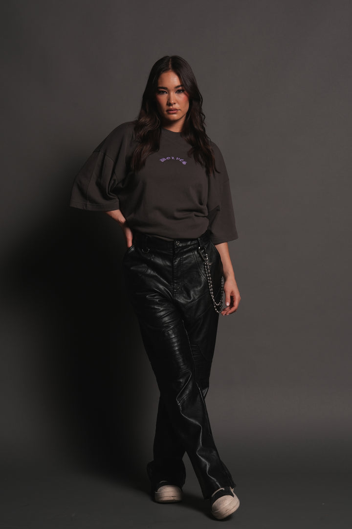 Wolves Never Back Down V2 Premium Oversized Tee in Wolf Gray