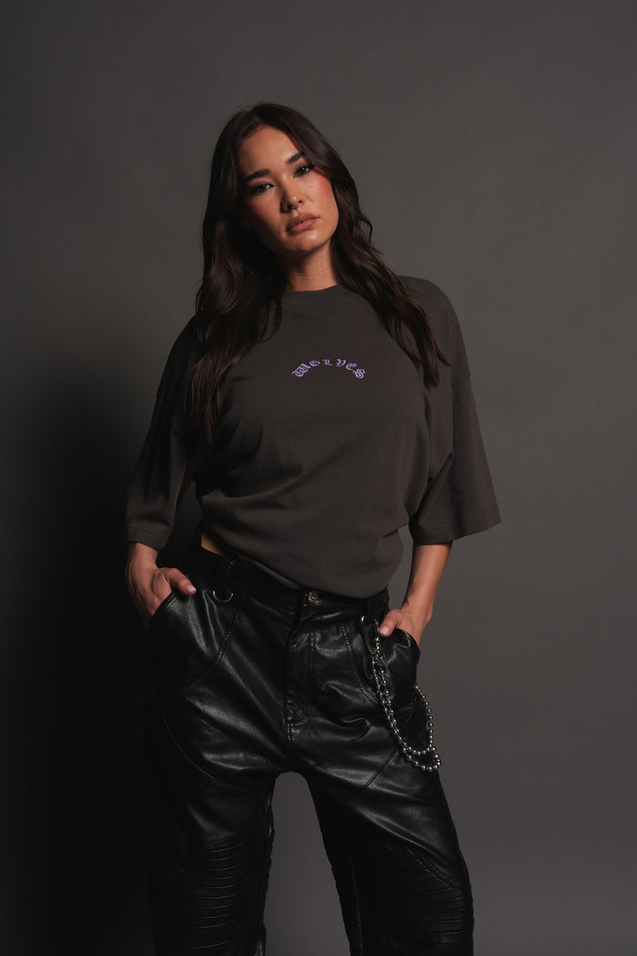 Wolves Never Back Down V2 Premium Oversized Tee in Wolf Gray