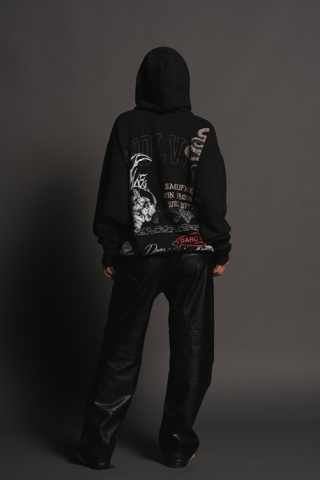 Flame Skull Pierce Hoodie in Black
