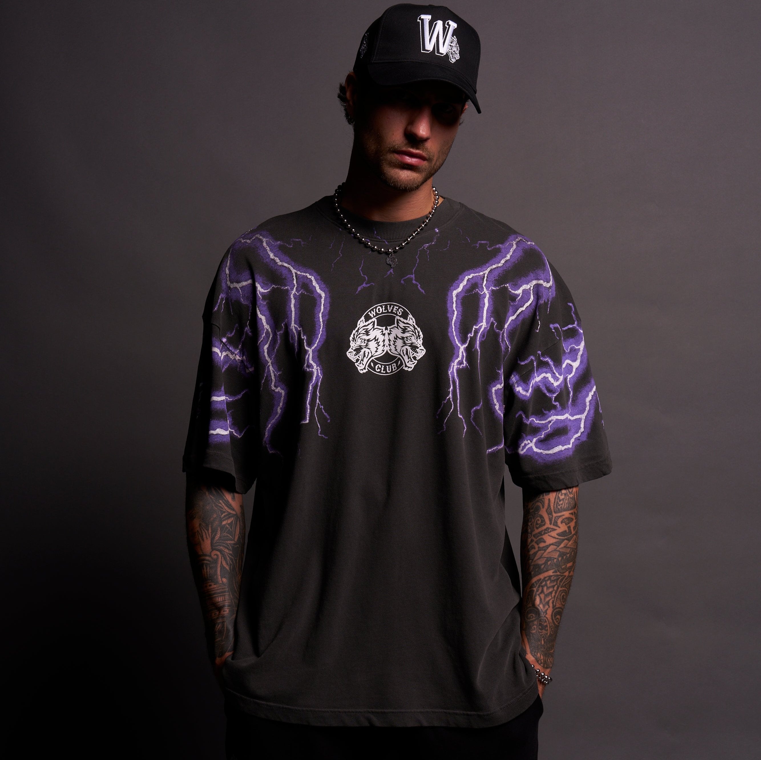 Darc Sport Desert Wolf Premium Oversized Tee in Purple Stone - top Medium